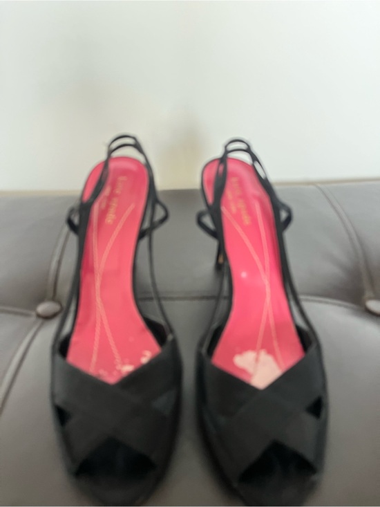 kate spade Shoes - kate spade Black Slingback Peep-Toe Heels with Pink Insole